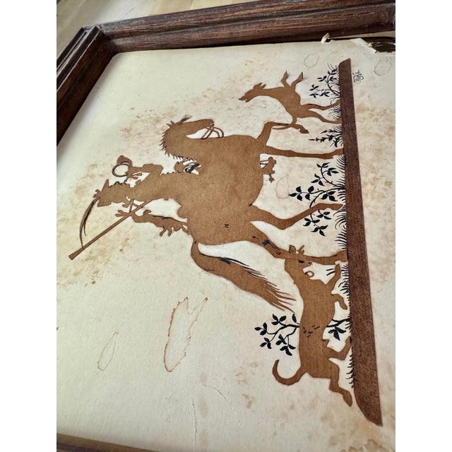 Folk Art Early 20th Century German Scherenschnitte Papercut Silhouette, Huntsman With Hounds - Unknown Artist For Sale - Image 3 of 7