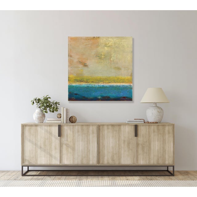 Textile Awh 337 - Abstract Minimalist Textured Layered Colorfield Oil Painting on Canvas Original Artwork by Bernhard Zimmer For Sale - Image 7 of 9