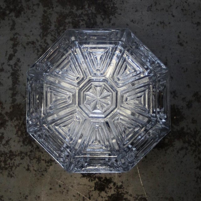 1960s Mid-Century Octogon Clear Glass Sconces Flush Mount For Sale - Image 5 of 8