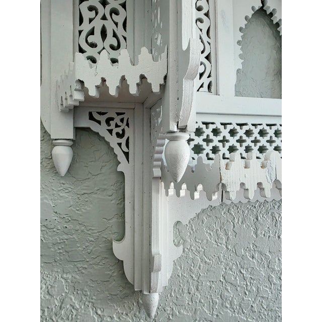 Moroccan Handcrafted Wooden Wall Shelf, White For Sale In Orlando - Image 6 of 9