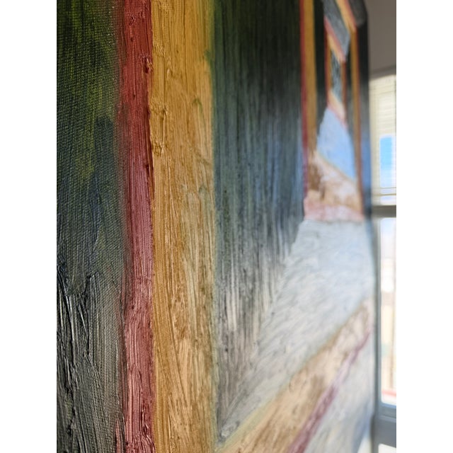 Textile Large 48” X 48” Oil Painting Titled Hall of Good Luck by Artist Brandt Leeds For Sale - Image 7 of 12