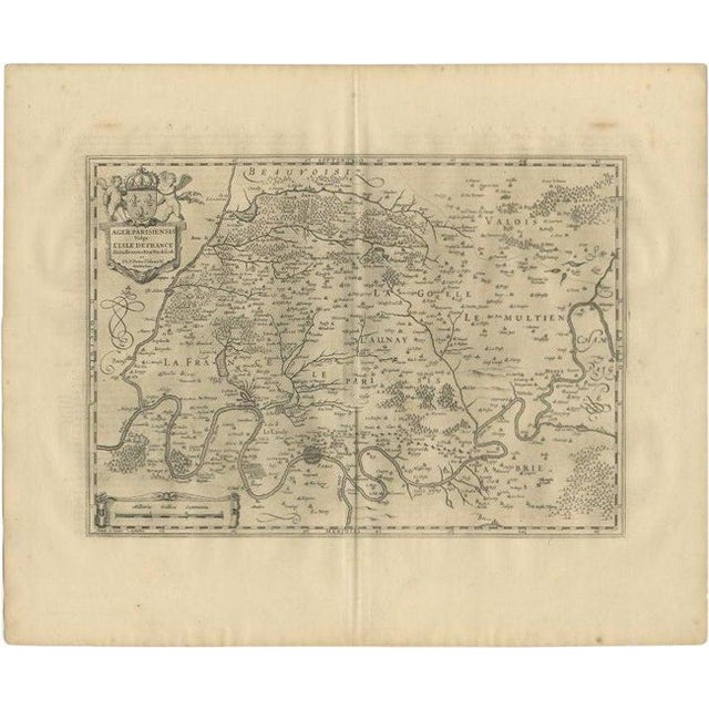 17th Century Antique Map of Île de France attributed to Janssonius, 1657 For Sale - Image 5 of 5