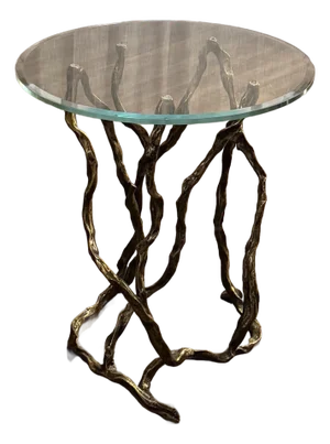 Studio a by Global Views Twistwood Side Table-Antique Brass