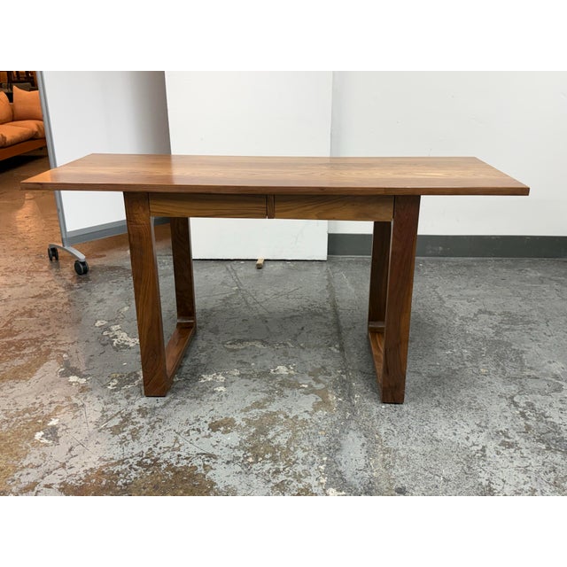 Wood Mid-Century Modern Bespoke Walnut Writing Desk For Sale - Image 7 of 12