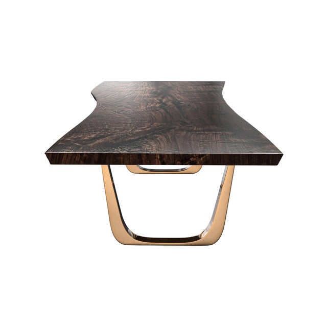 Safari" Dining Table With Bronze and Live Edge Top, Handmade For Sale In Los Angeles - Image 6 of 8