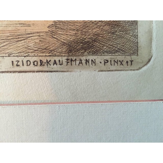 Folk Art Rare Judaica Cheder Test Hand Colored Etching after Kaufmann For Sale - Image 3 of 3