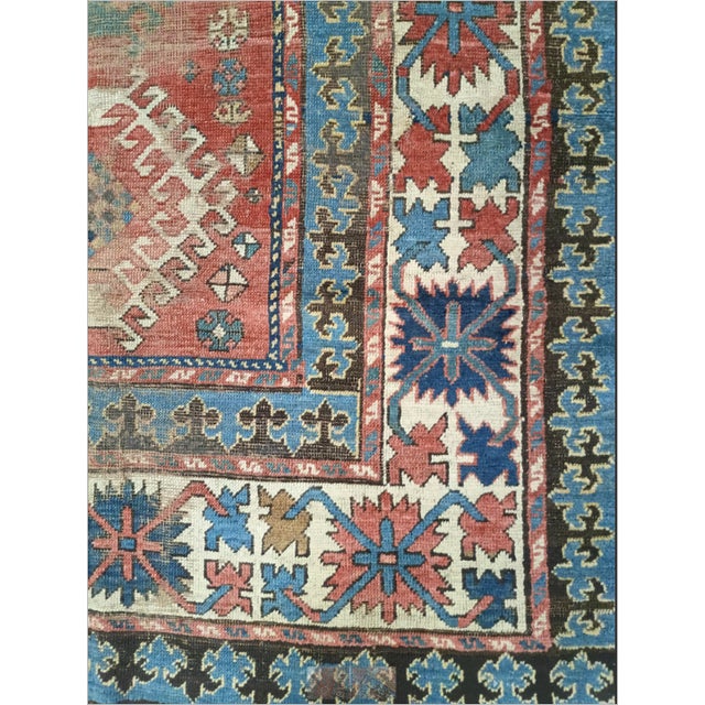 Distressed Antique Hand-Knotted Caucasian Gallery Rug. 4'7'x 8'10". For Sale - Image 17 of 18