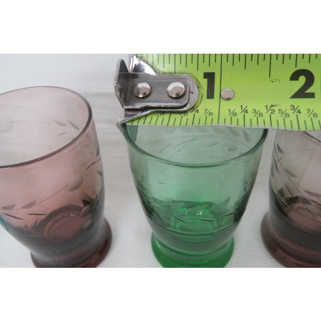 Purple Mid 20th Century Aperitif Cordial Glasses Set of 5 Colorful Sipping Liqueur Small Shot Cups For Sale - Image 8 of 9