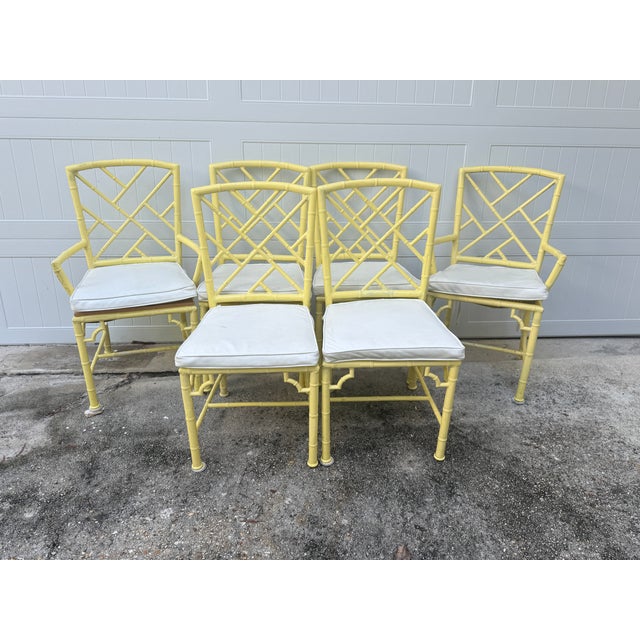 1960s Phyllis Morris for Kessler Faux Bamboo Patio Chairs - Set of 6 For Sale - Image 17 of 17