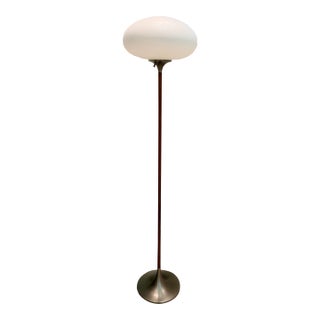 Vintage Mid Century Modern Laurel Rosewood Nickel Mushroom Floor Lamp For Sale
