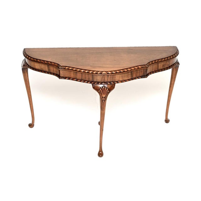 Antique Queen Anne Style Figured Walnut Console Table, 1900s For Sale - Image 11 of 11
