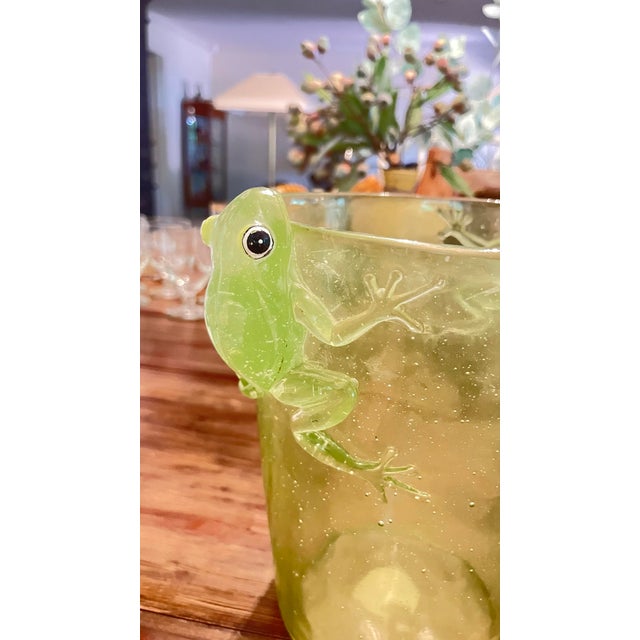 1960s Vintage Mid-Century Translucent Green Lucite Ice Bucket Bottle CoolerTree Frog Handles For Sale - Image 5 of 5