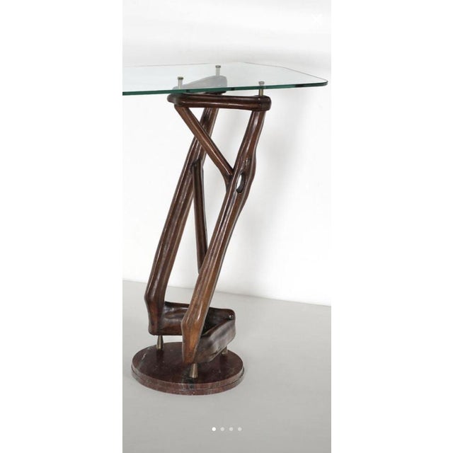 Corner Console with Monopod and Shaped Glass by Giordani Pierluigi, 1950s For Sale - Image 4 of 5