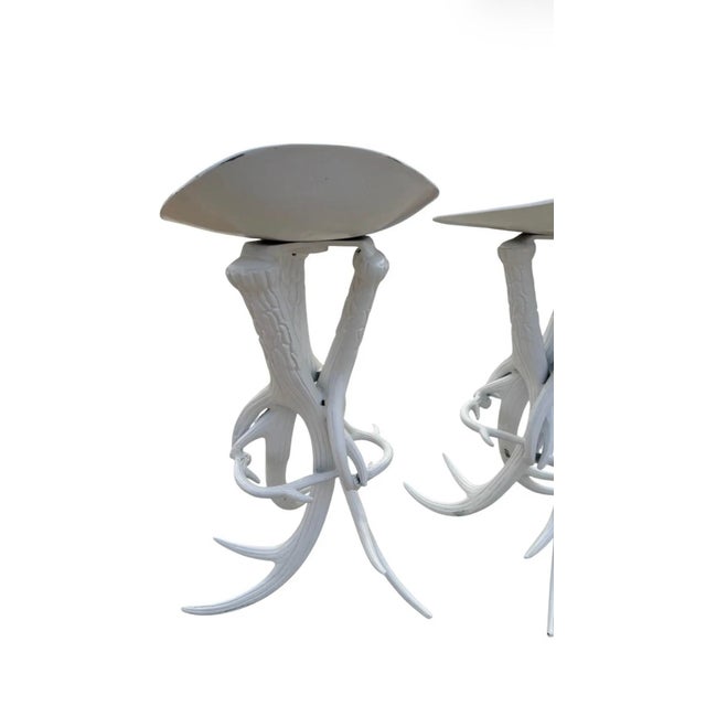 1980s 1980s Pair of Faux Antler Metal Stools For Sale - Image 5 of 8