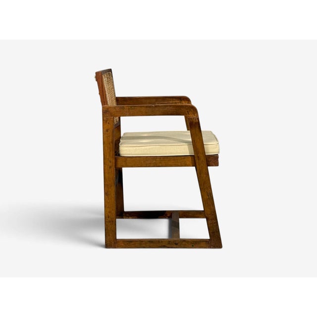 Pierre Jeanneret, 'Box' Armchair, Teak, Cane, Chandigarh, India, 1960s For Sale - Image 10 of 15