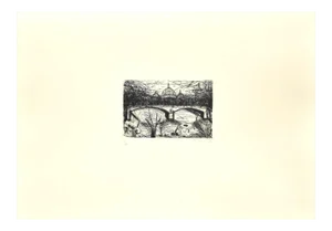 Nazareno Gattamelata, The Tiber and Saint Peter, Original Etching on Paper, 1985