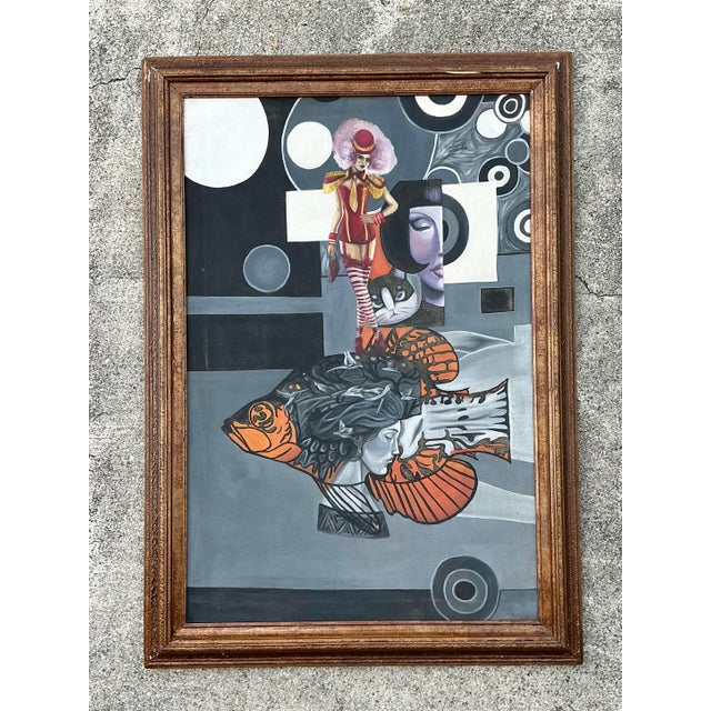 Vintage Surrealist Oil on Canvas For Sale - Image 4 of 12
