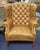 Vintage 1950s Leather Tufted Chippendale Wing Chair For Sale - Image 9 of 14