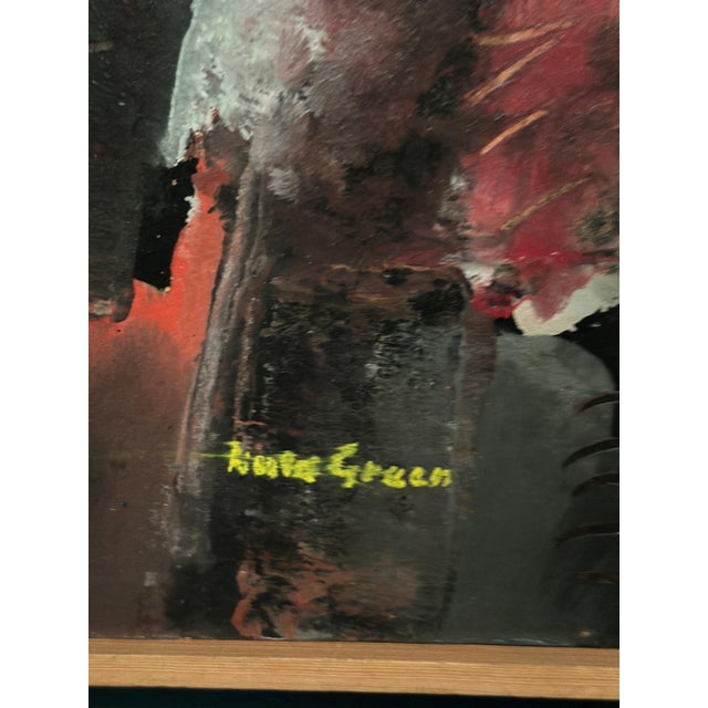 Kulo Green, Composition, 1950s, Oil Painting on Panel, Framed For Sale - Image 13 of 18