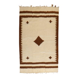 Early 21st Century Ivory Brown Mohair Rug - 4'8" x 6'9" For Sale