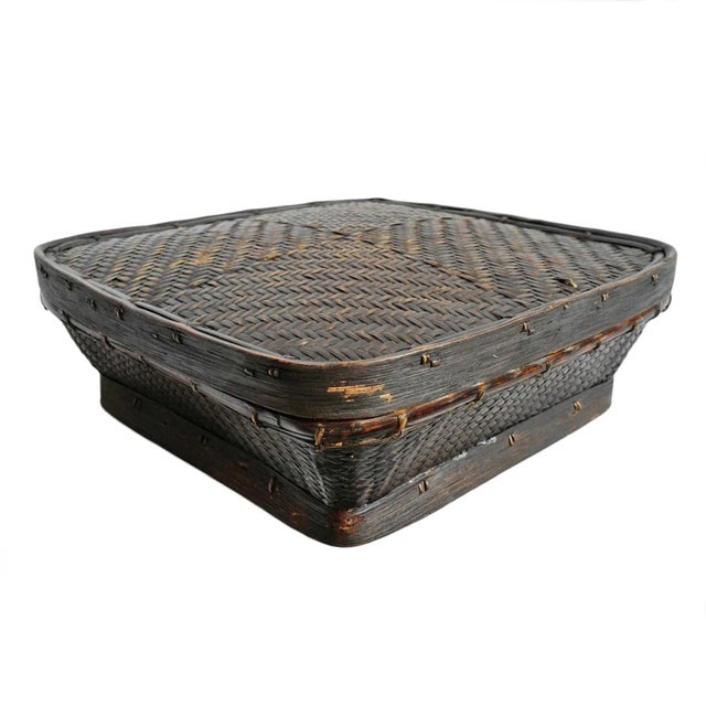 Vintage Akha Thai Organic Modern Square Basket For Sale - Image 4 of 4