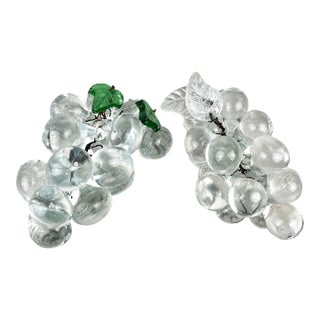 Mid Century Clear Glass Grapes- Two Bunches For Sale
