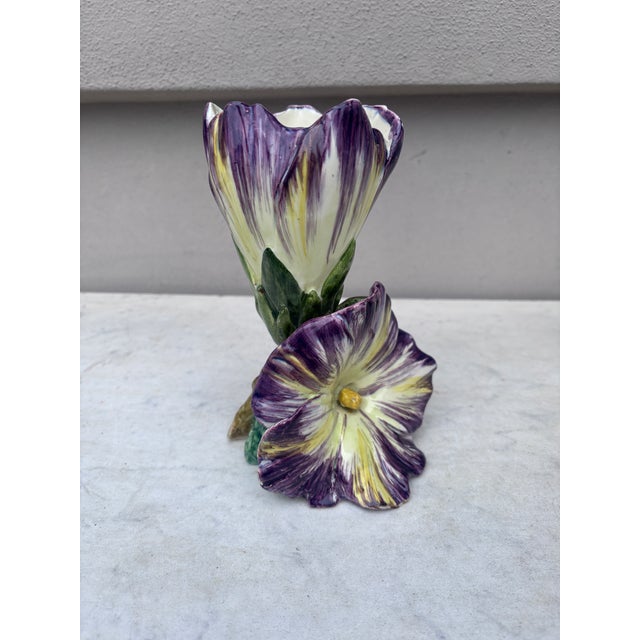 19th Century French Majolica Purple Flower Delphin Massier. The Massier family are known for the quality of their unique...