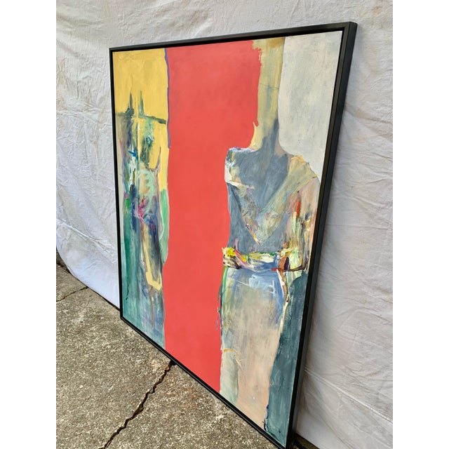 Abstract Late 20th Century Abstract Artist Signed Painting on Canvas For Sale - Image 3 of 12
