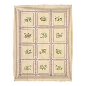 Vintage Oltenian Romanian Floral Kilim Rug - 09'03 X 11'08