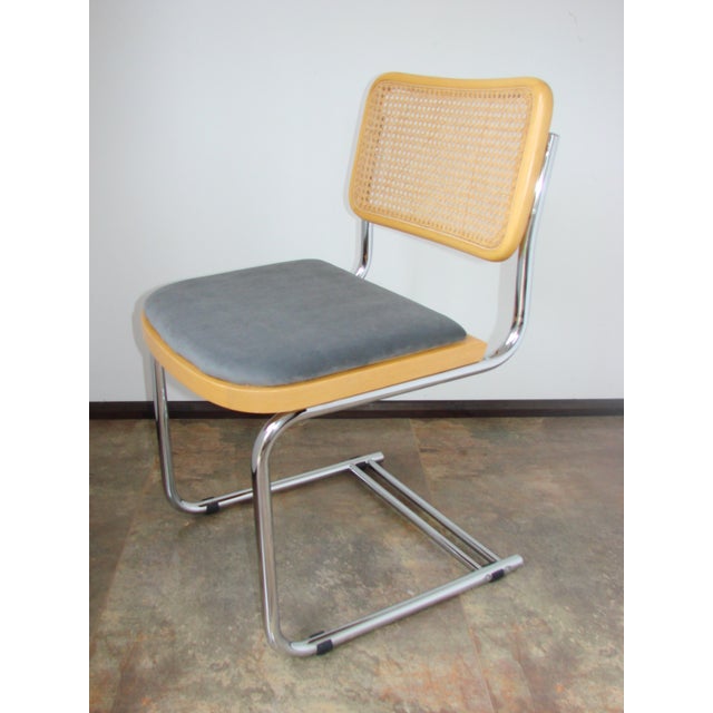 Metal Vintage Bauhaus Chair in Chrome, Raffia and Fabric, 1980s For Sale - Image 7 of 9
