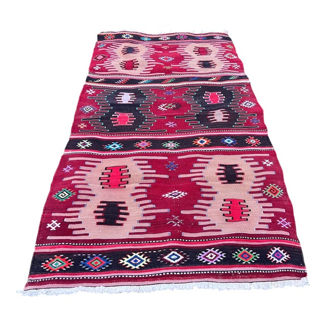 Vintage Red Flatweave Rug For Sale