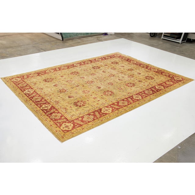 Modern Handmade Wool Rug in Gold With Floral Design For Sale - Image 4 of 9