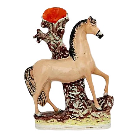 Antique English Staffordshire Horse Spill Vase For Sale