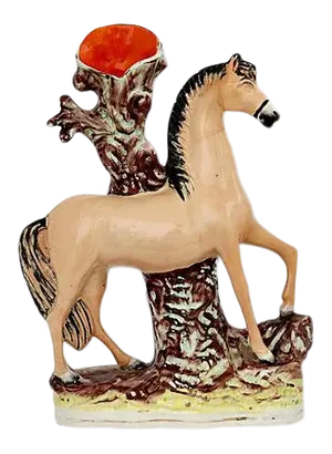 Antique English Staffordshire Horse Spill Vase