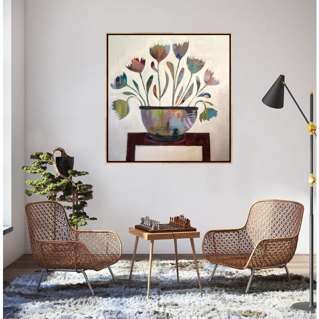 Wood Forget Me Not Abstract Floral Painting For Sale - Image 7 of 11