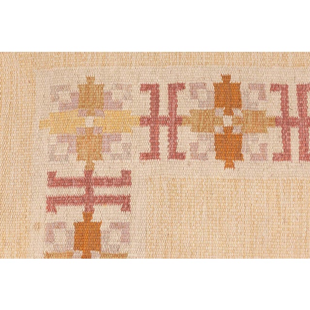 Pink Doris Leslie Blau Vintage Swedish Flat Woven Rug by Fredrik Fiedler For Sale - Image 8 of 10