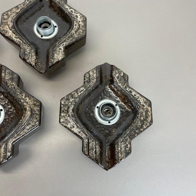 Fat Lava Brown & Beige Ceramic Wall Lights from Pan Ceramics, Germany, 1970s, Set of 4 For Sale - Image 14 of 18