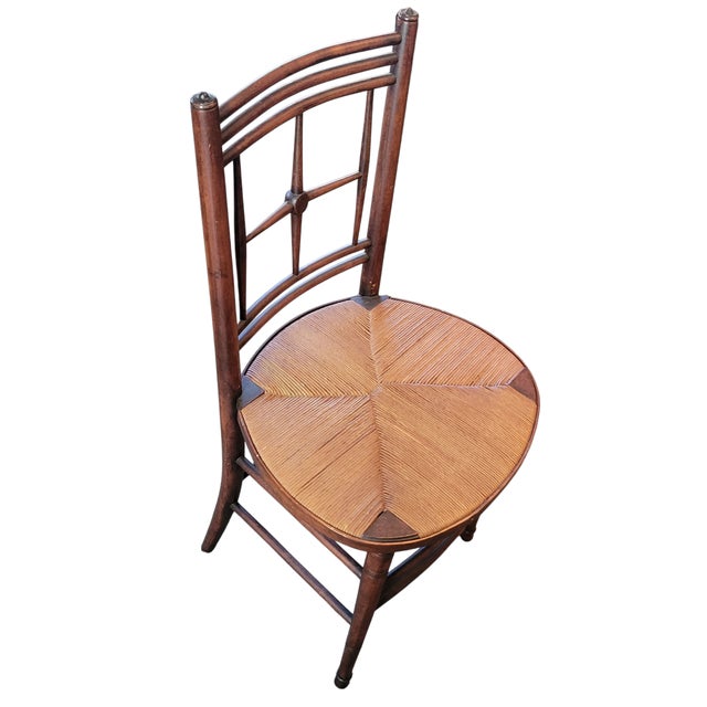 Circa 1880s Arts & Crafts Single Rush Round Seat Chair From Sussex by Morris & Co. For Sale - Image 10 of 12