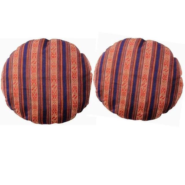 Textile Persian Round Decorative Accent Pillows - a Pair, 14ʺw × 14ʺh For Sale - Image 7 of 7