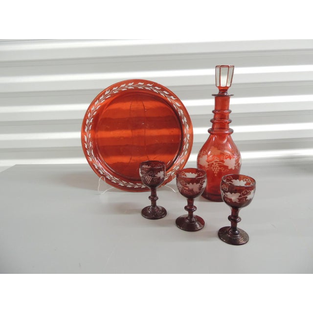 Boho Chic Vintage Set of Decanter With Cups and Tray Includes - 5 Pieces For Sale - Image 3 of 7