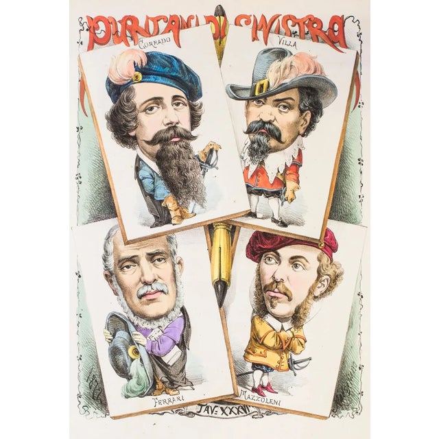 Puritani Di Sinistra - Original Lithograph by Antonio Manganaro - 1870s 1870s For Sale