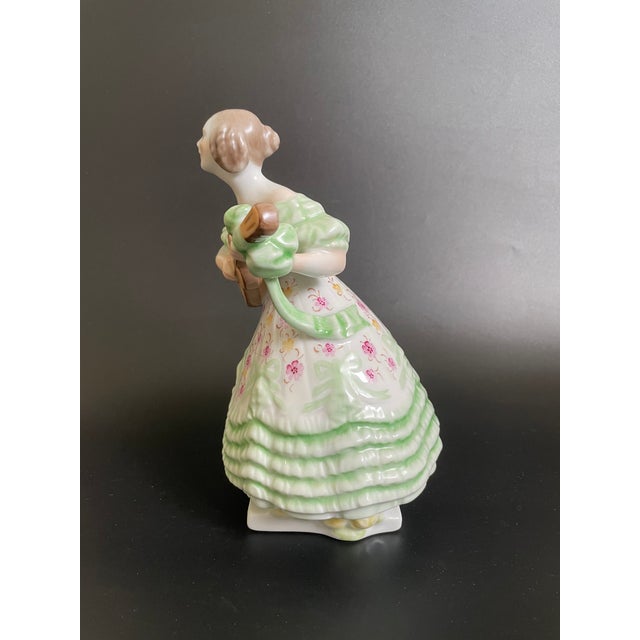 Art Deco 1964 Herend Hungary Porcelain Woman Playing Guitar Figurine For Sale - Image 3 of 12