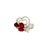 Red Ruby Diamond 18k White Gold Hearts and Flower Motif Ring, Size 7.25 For Sale - Image 8 of 9