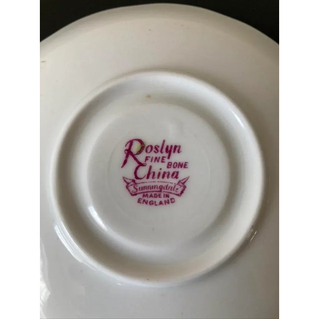 Victorian English Pink Flower Porcelain Jewelry Dish With Gold Rim by Roslyn For Sale - Image 11 of 12