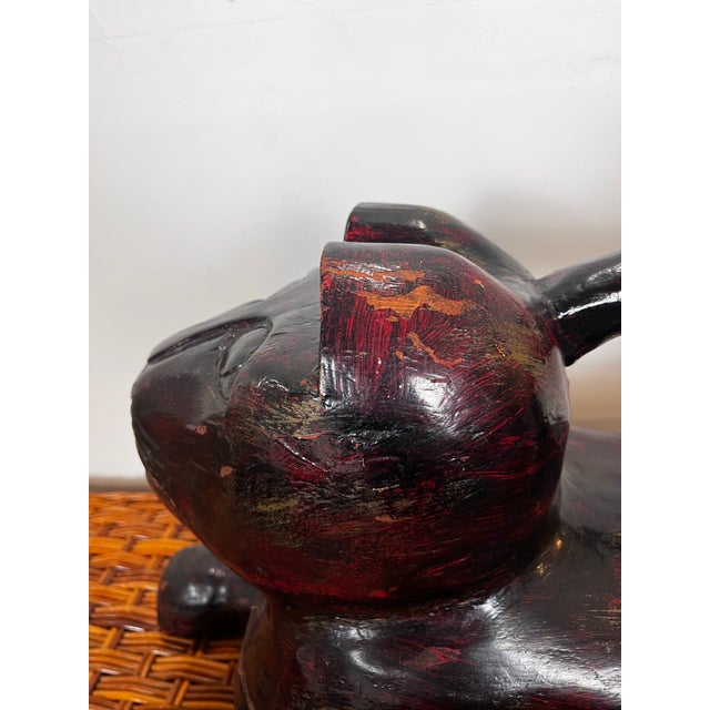 Late 20th Century Vintage Large Carved Wood Cat Statue For Sale - Image 5 of 10
