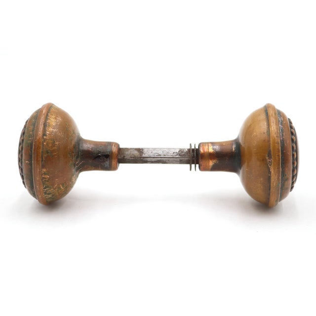 Traditional Pair of Antique Beaded 2.25 In. Passage Door Knobs For Sale - Image 3 of 6