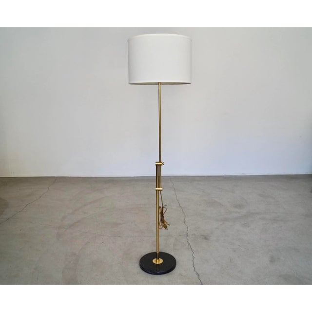Mid-Century Modern 1960's Mid-Century Modern Marble & Brass Extendable Floor Lamp For Sale - Image 3 of 12
