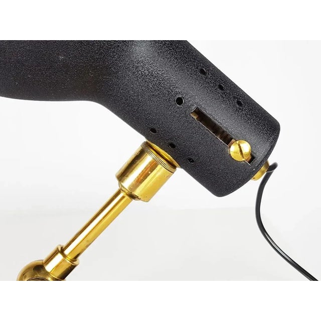 1950s Mid-Century Adjustable Wall Lamps in Black Painted Aluminum and Brass, 1950s, Set of 2 For Sale - Image 5 of 13