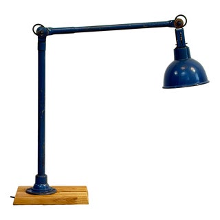 Articulated Industrial Lamp with Blue Shade from Dugdills, 1930s For Sale