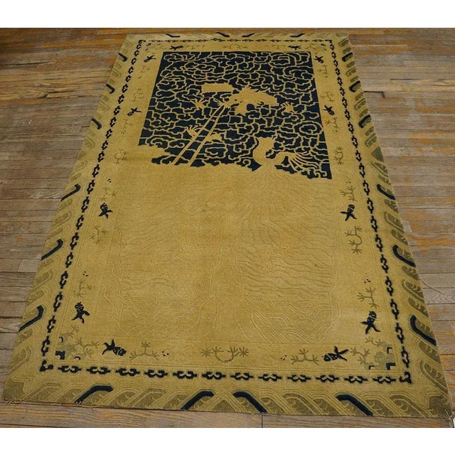 Late 19th Century Chinese Peking Dragon Carpet ( 3'10'' x 6'2'' - 117 x 188 ) Antique Peking Small Scatter Size Wool Ivory...
